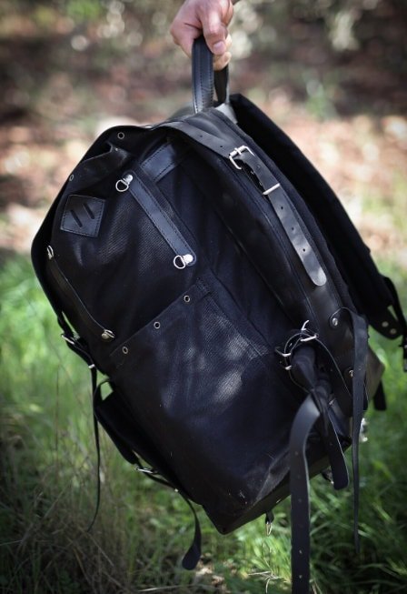 Black-Brown-Green | Bushcraft Handmade Waxed Canvas Backpack | 50 L | Daily Use | Bushcraft, Travel, Camping, Hunting, Fishing, Sports bag  99percenthandmade   