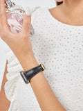Black Leather Apple Watch Extra Slim Strap  99percenthandmade   