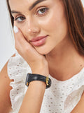 Black Leather Apple Watch Extra Slim Strap  99percenthandmade   