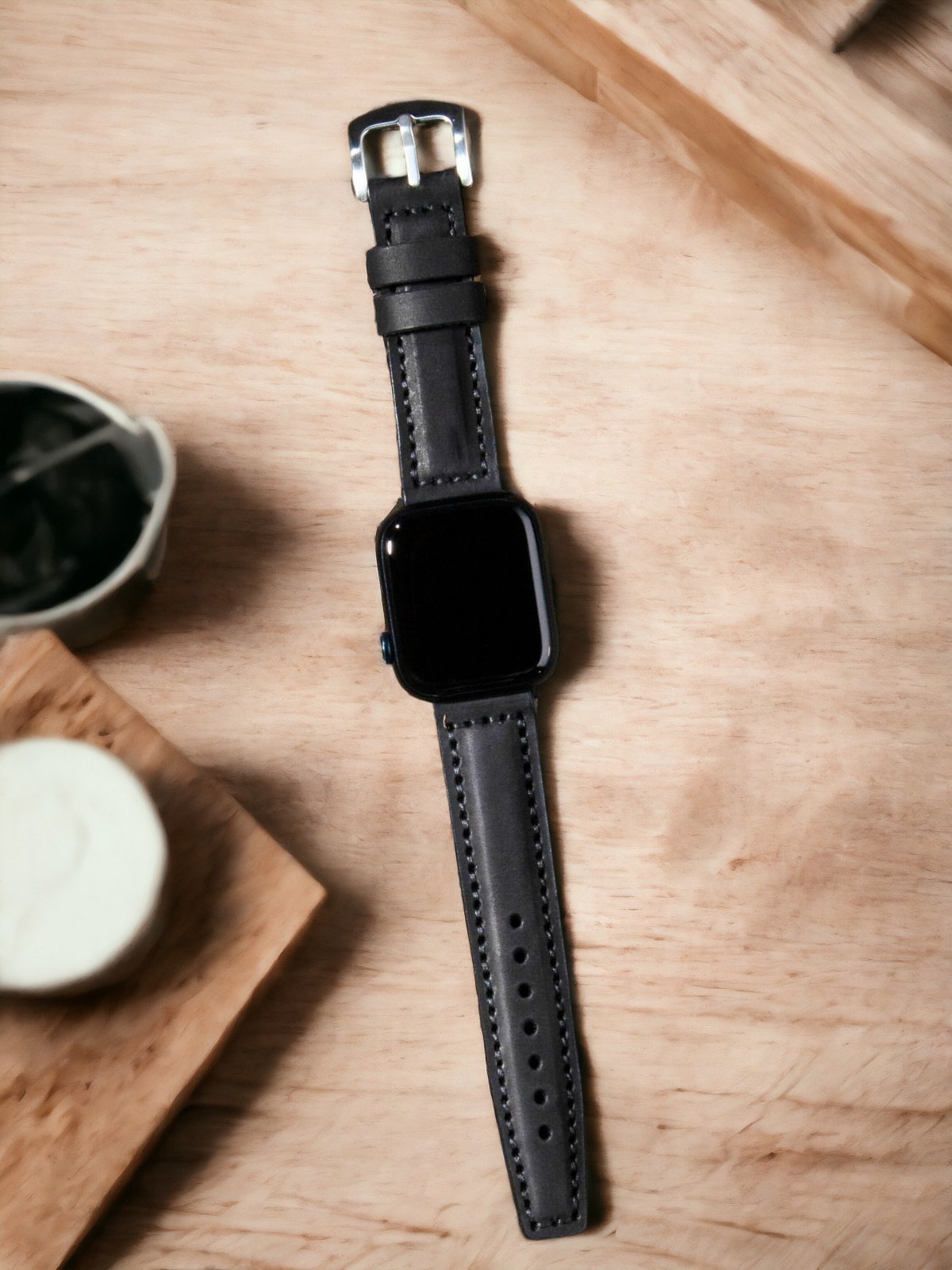 Black Leather Apple Watch Extra Strap  99percenthandmade   