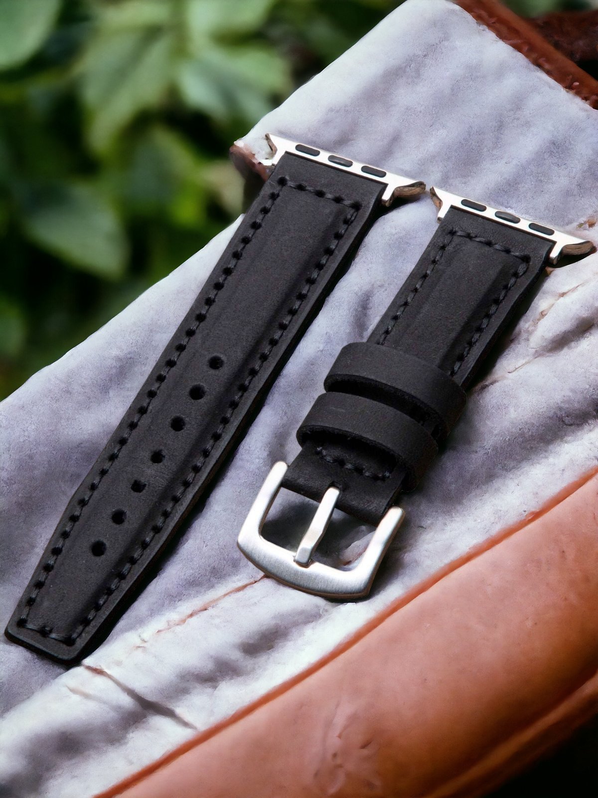 Black Leather Apple Watch Extra Strap  99percenthandmade   