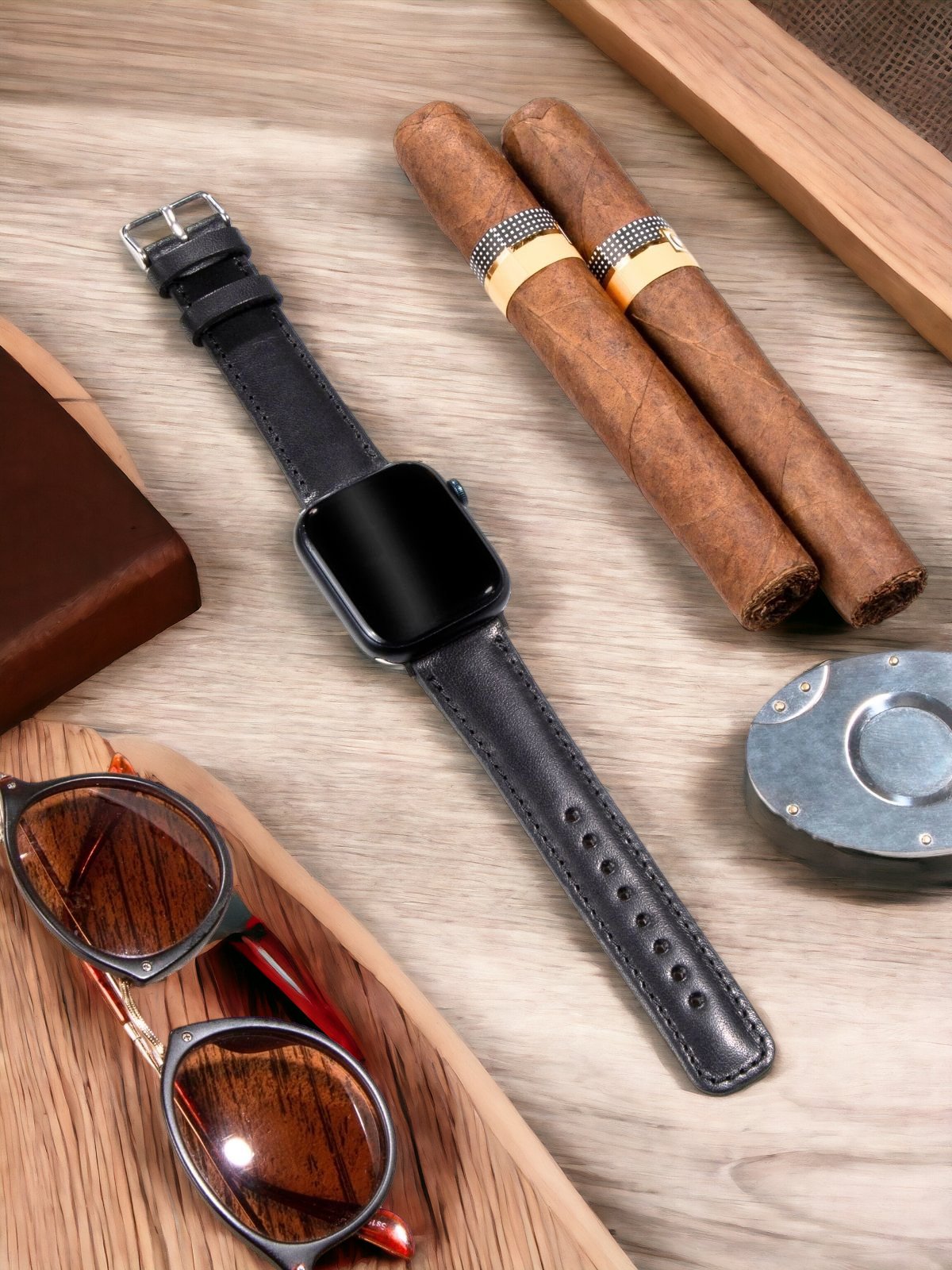 Black Leather Apple Watch Strap  99percenthandmade   