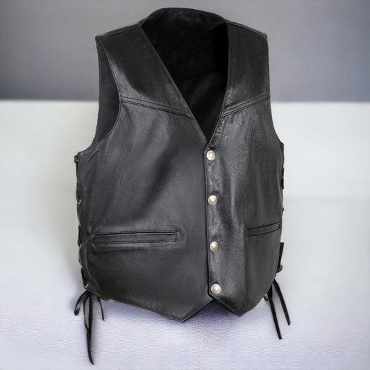 Black | Leather | Biker Vest | Motorcycle Vest | Cowskin | Sheepskin | Cowhide | Tailored to Your Size | Leather Vest  | Gifts For Men  99percenthandmade   