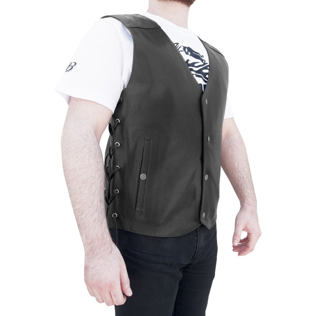 Black Vest | Leather Vest with Gun Pockets | Tailored to Your Size | Handmade | Leather Vest |  Cowhide skin | Gifts For Men  99percenthandmade   