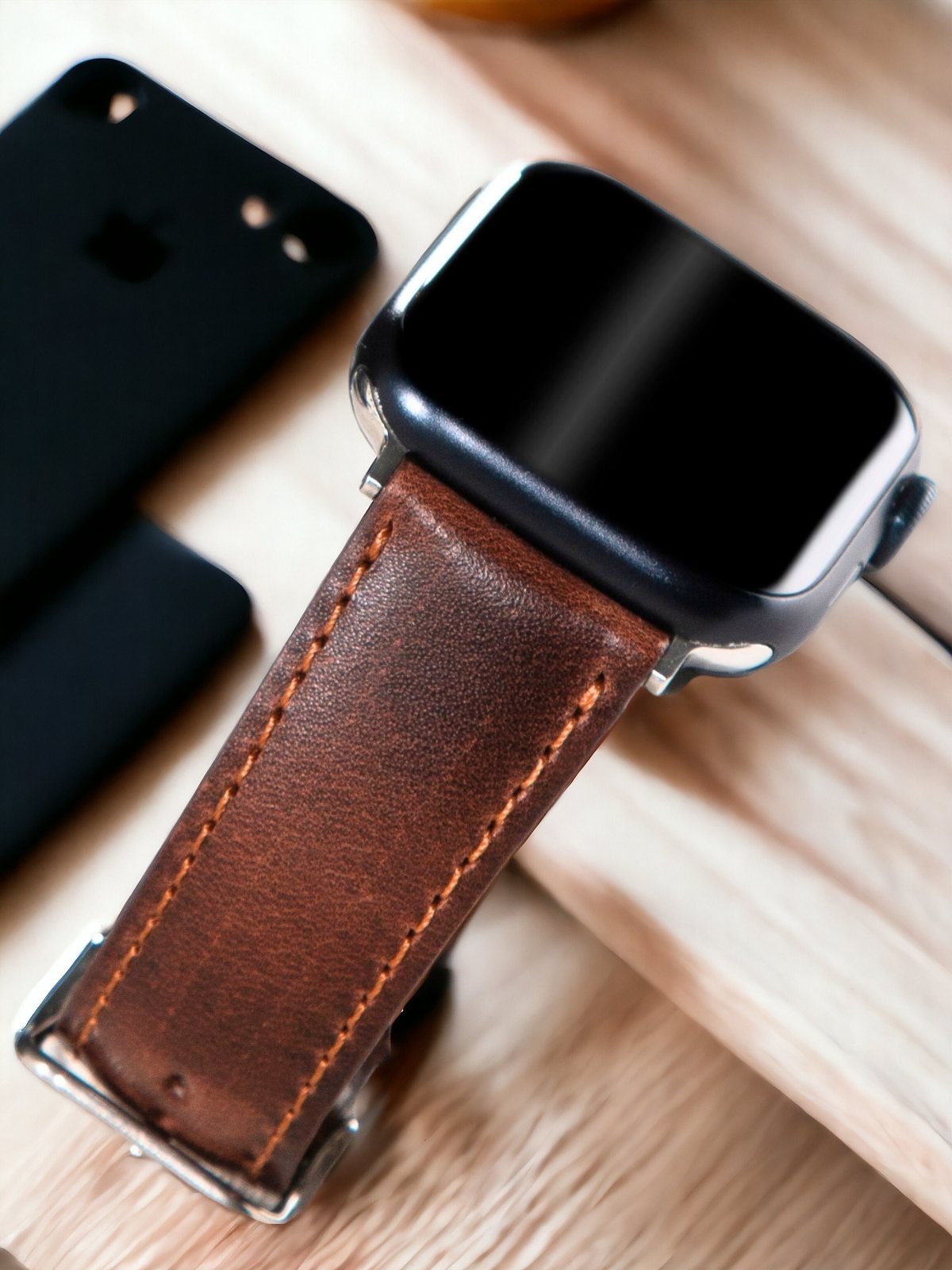 Brown Leather Apple Watch Strap  99percenthandmade   