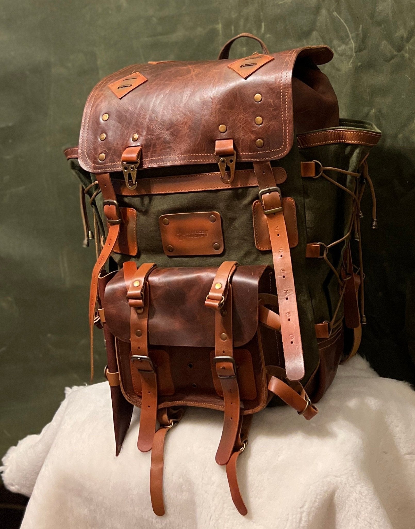 Bushcraft Backpack | Camping Backpack | 50 L | Canvas Leather Backpack | Daily Use | Bushcraft, Travel, Camping, Hunting, Fishing, Sport bag  99percenthandmade   
