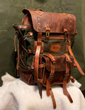 Hiking Backpack | Camping Backpack  | 25L-35L-45L | Brown-Green | Canvas and Leather backpack 99percenthandmade   