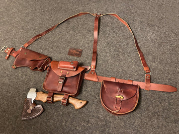 Bushcraft Belt Suspender Kit With Personalization, Load Carrying Bushcraft Belt,  Foraging Bag,  Axe Holder, Belt Bag  99percenthandmade   