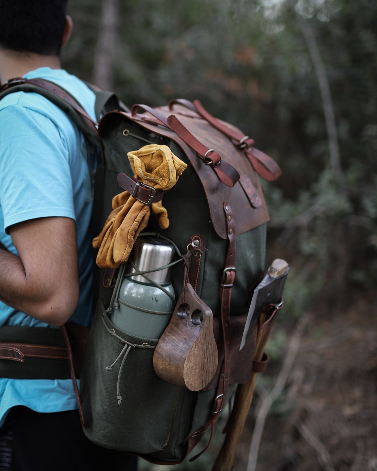 Bushcraft Handmade Leather and Canvas Backpack for Travel, Camping, Hiking, Hunting | 50 Liters | Birthday Gift | Gift For Him  | bushcraft - camping - hiking backpack 99percenthandmade   