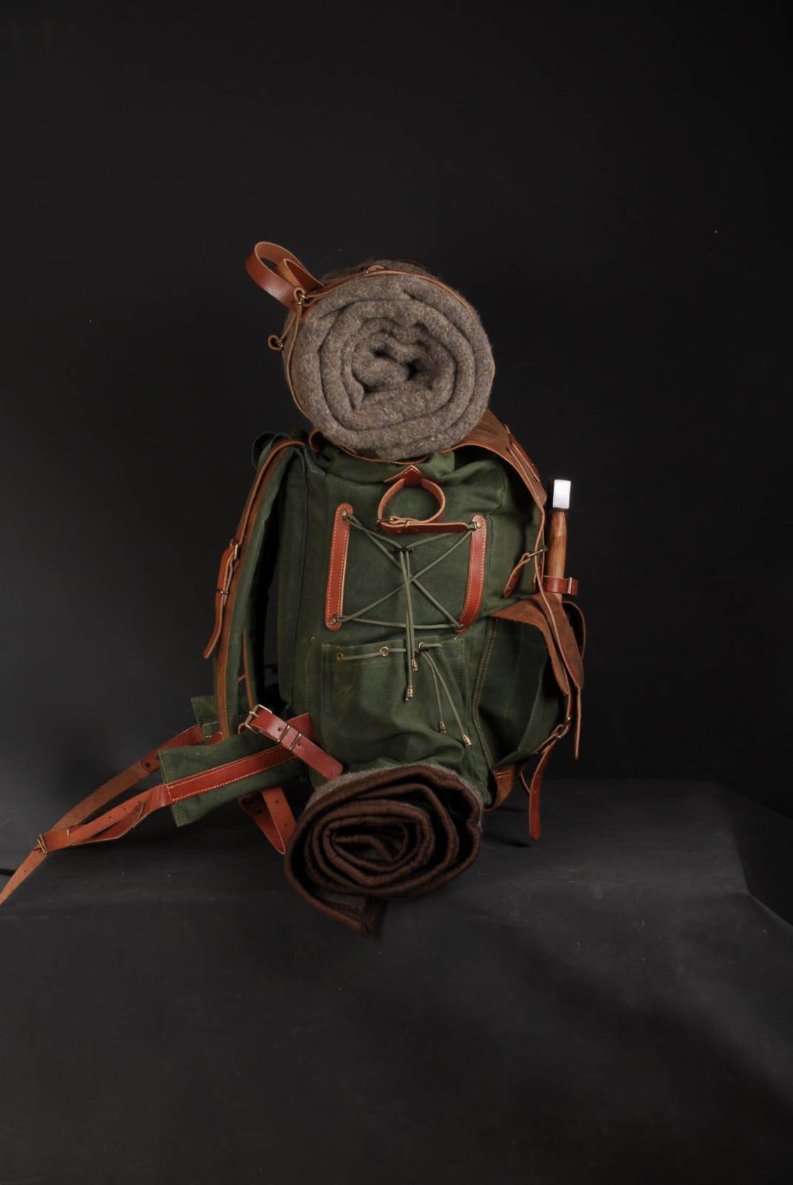 Bushcraft Handmade Leather and Canvas Backpack for Travel, Camping, Hiking, Hunting | 50 Liters | Birthday Gift | Gift For Him  | bushcraft - camping - hiking backpack 99percenthandmade   