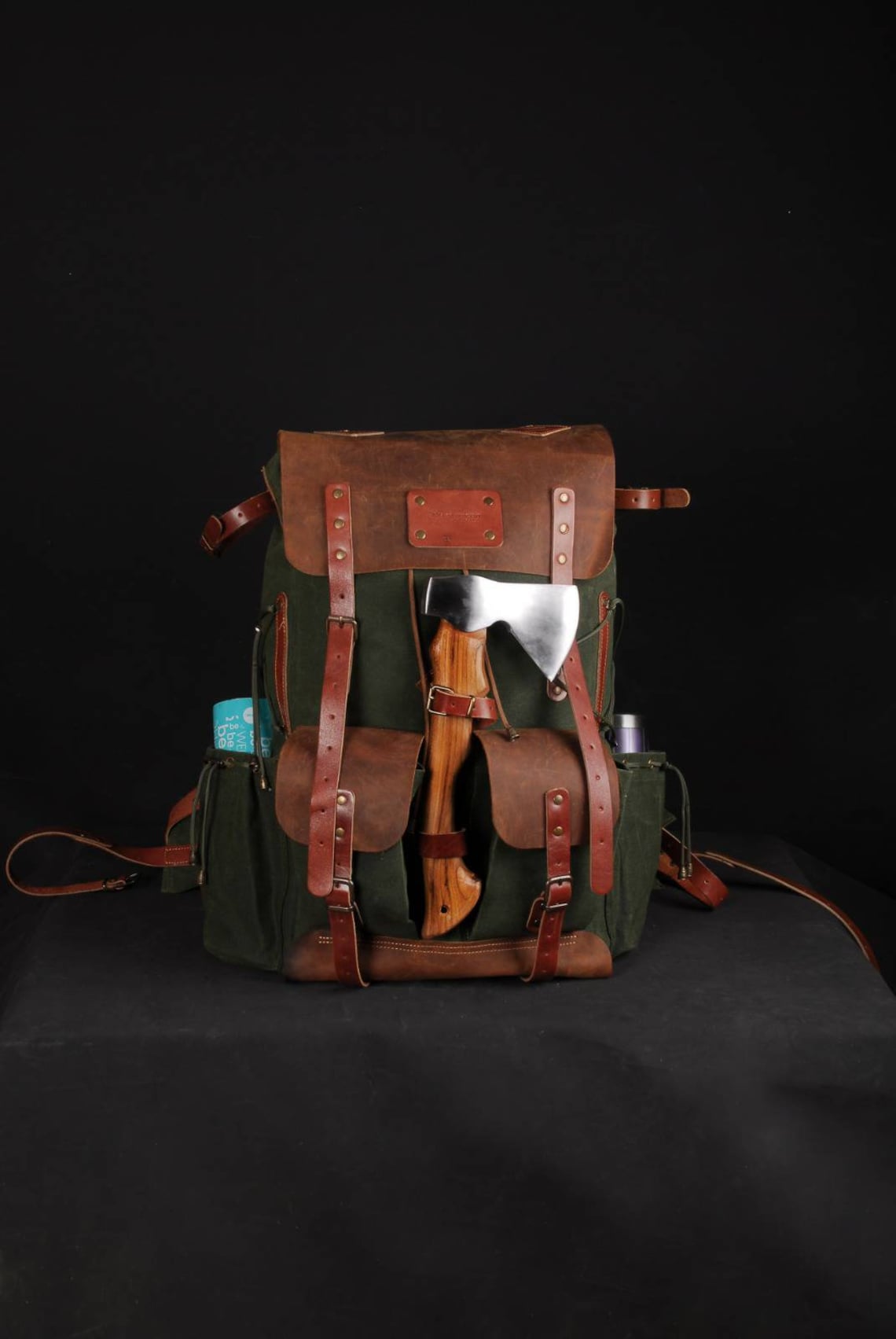 Bushcraft Handmade Leather and Canvas Backpack for Travel, Camping, Hiking, Hunting | 50 Liters | Birthday Gift | Gift For Him  | bushcraft - camping - hiking backpack 99percenthandmade   