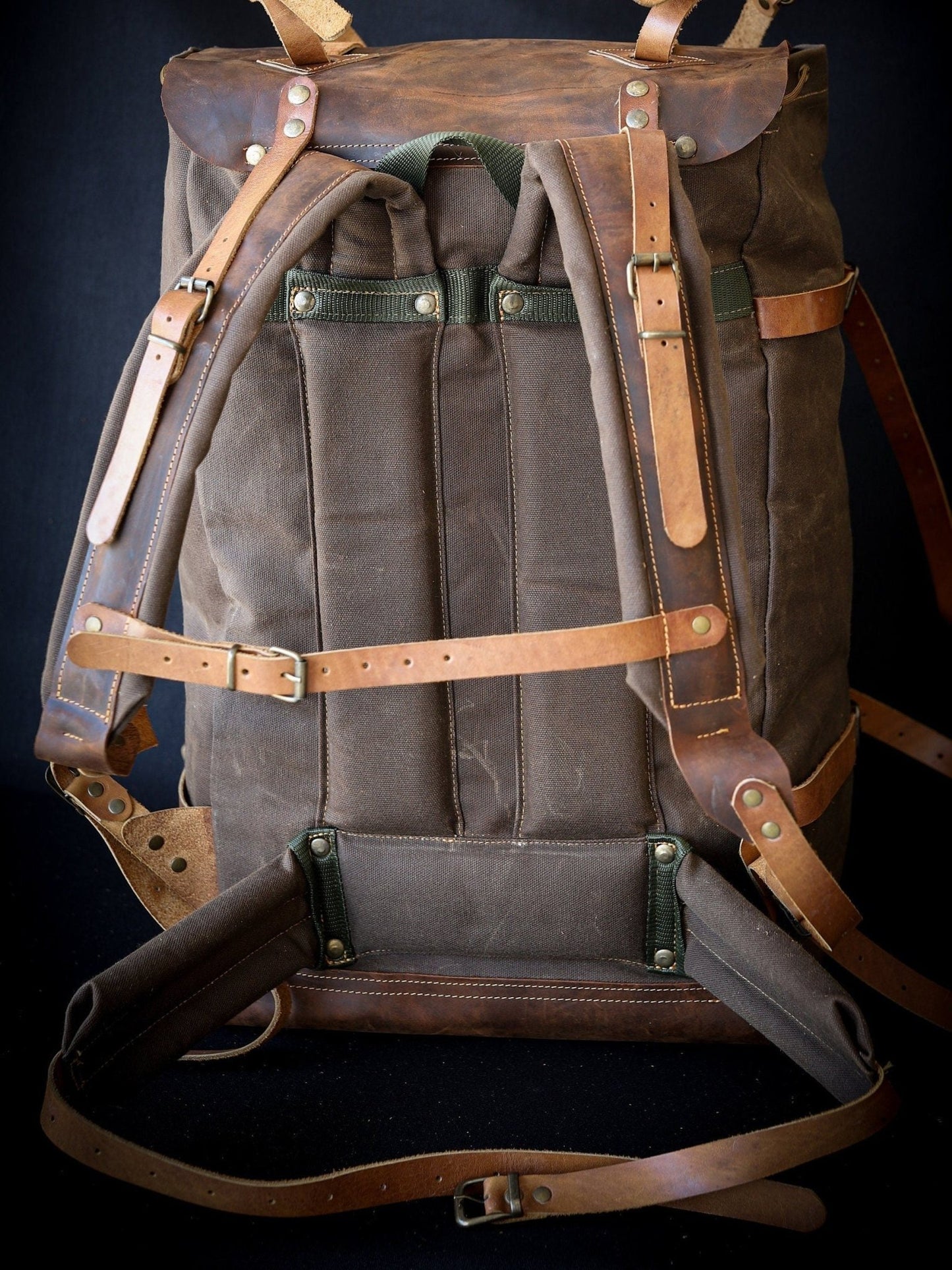Bushcraft Handmade Waxed Canvas Backpack | Leather Backpack | Travel | Camping | Fishing | Hunting | Bushcraft Rucksack | Personalized Gifts bushcraft - camping - hiking backpack 99percenthandmade   