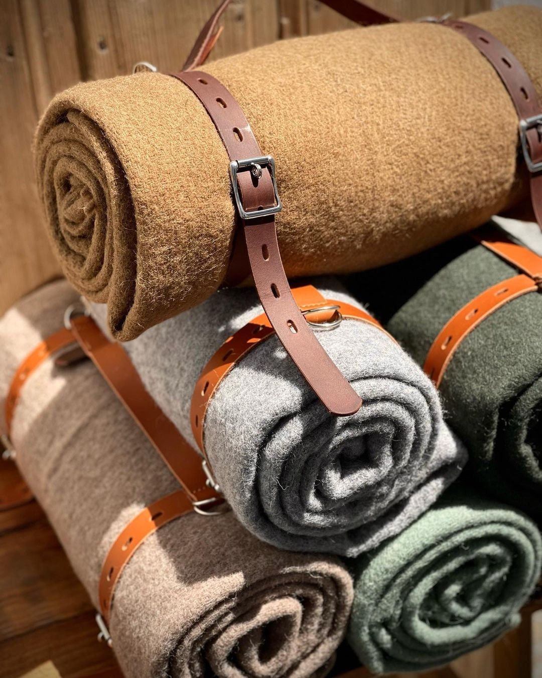 Bushcraft Wool Blanket, Sleeping Bag, Handmade Leather Strap, Camping Gear, Protect Btw -15, Survival Tool, First Aid Kit Wool | Ground Mat Blanket 99percenthandmade   