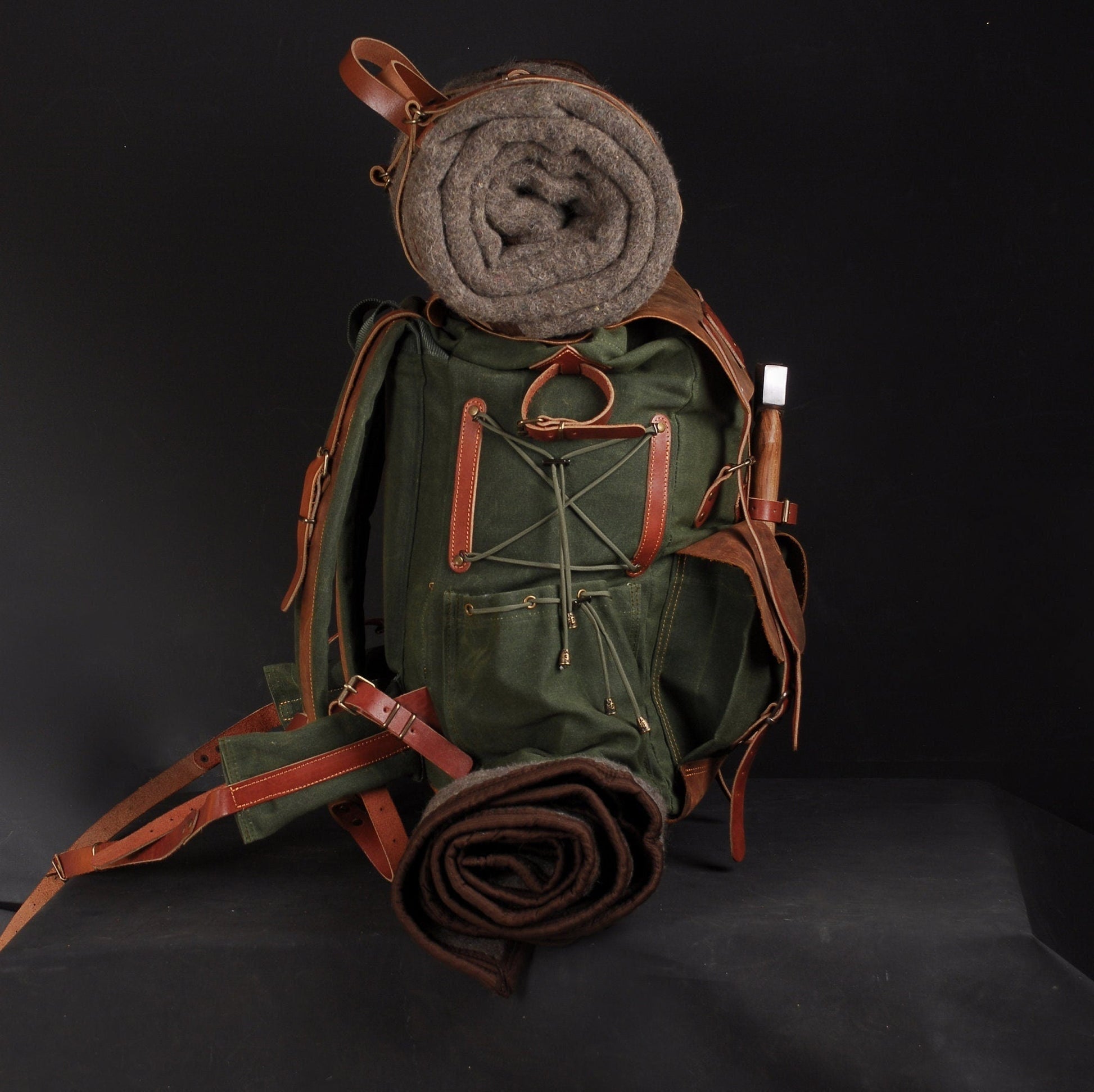 Camping Backpack | Camping Backpacks | 24 Hours Tested Backpack | 30 Liter to 50L Size Options | Brown, Green, Black, Black, White Colors bushcraft backpack - camping backpack - hiking backpack 99percenthandmade   