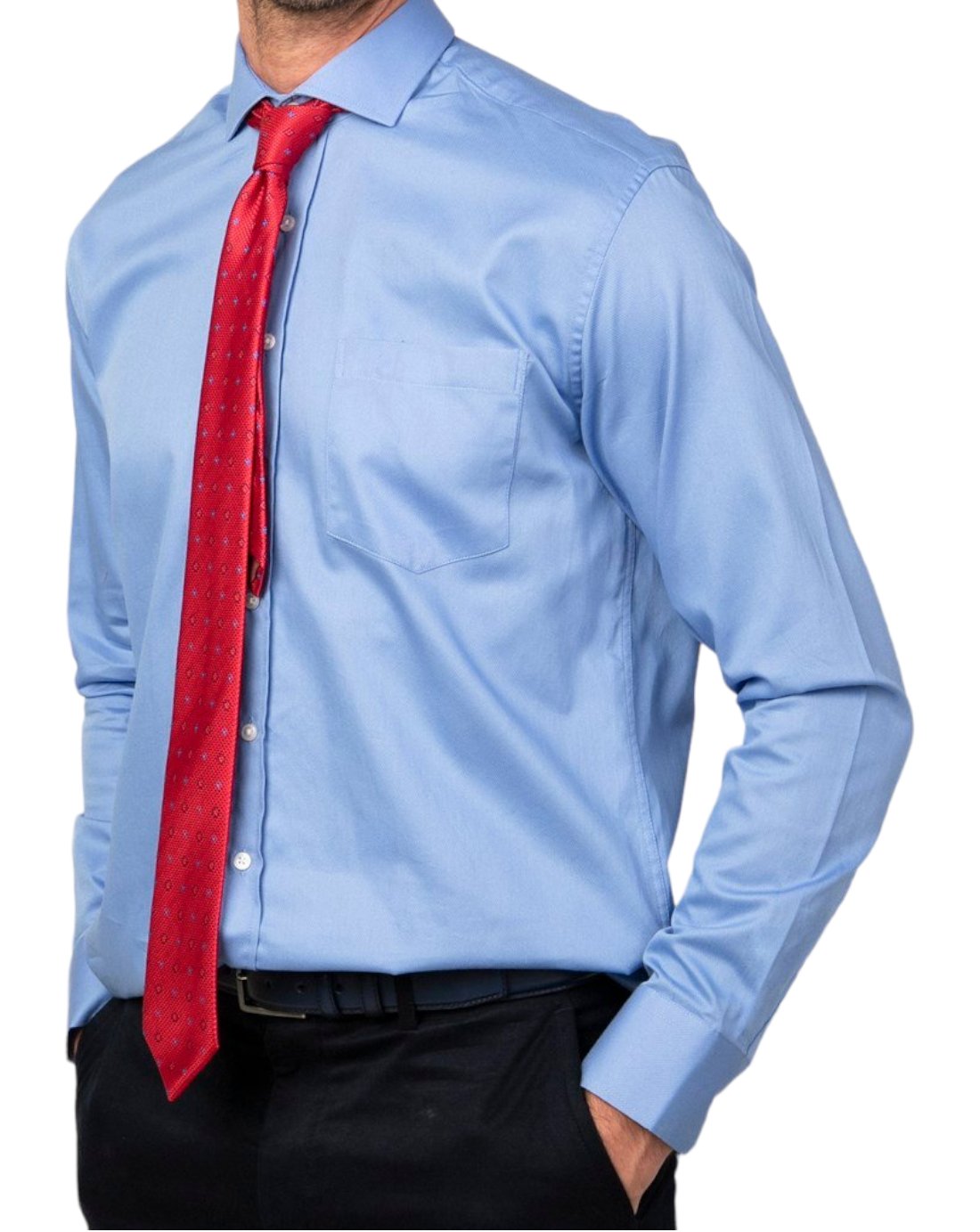 Classic Fit Blue Long Sleeve Cotton Shirt 99percenthandmade   