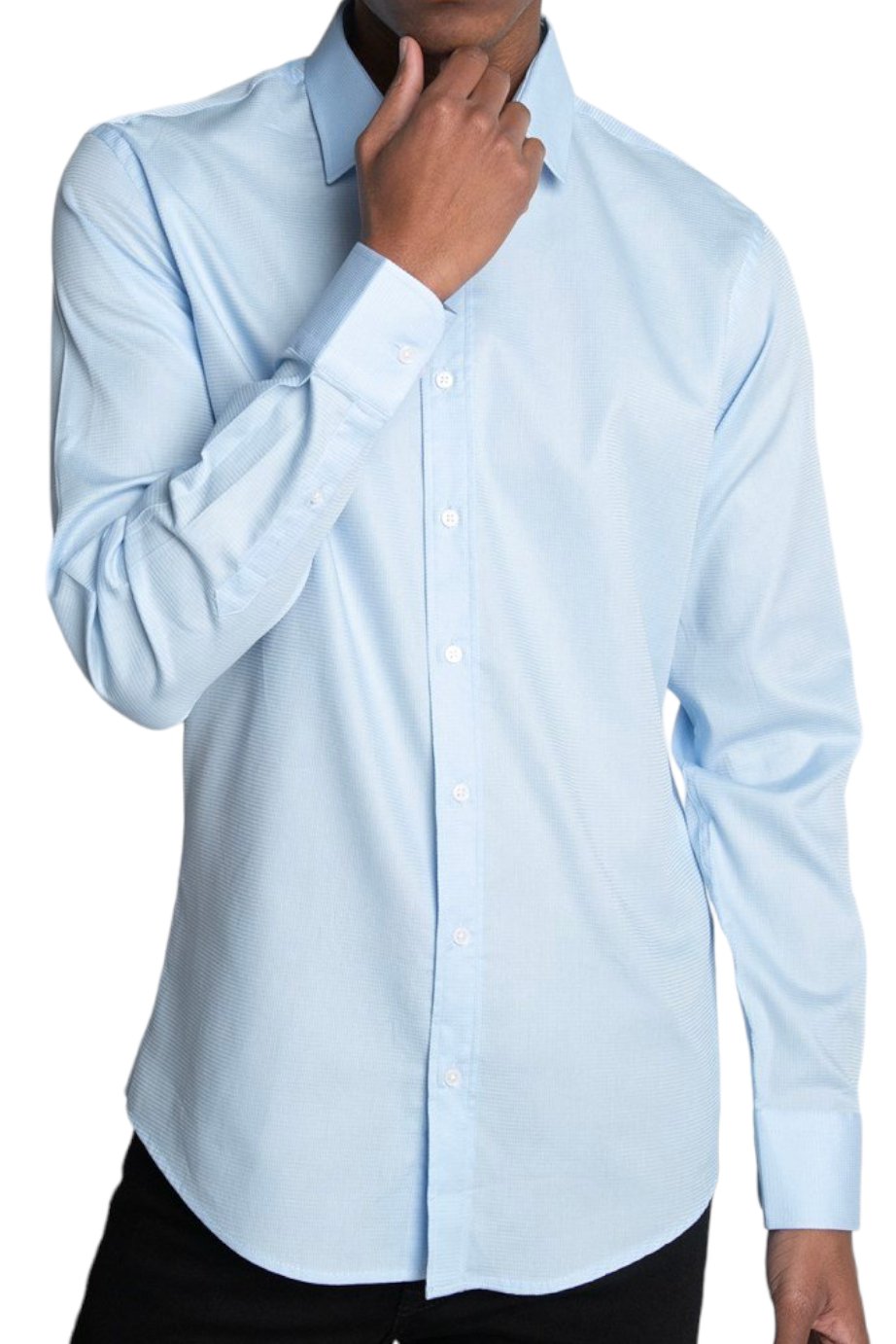Classic Fit Blue Long Sleeve Cotton Texture Shirt 99percenthandmade   