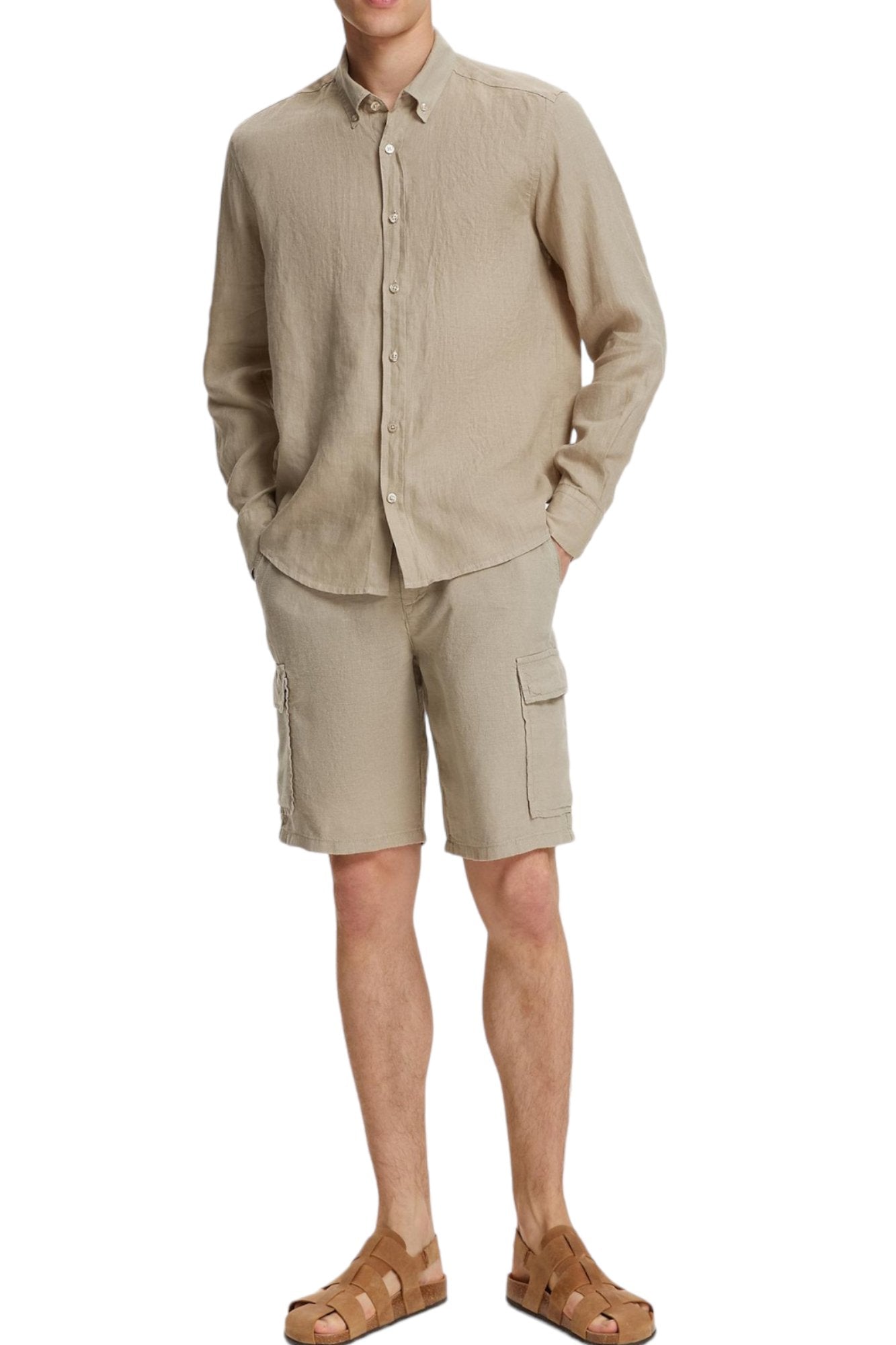 Classic Fit Linen Beige Long Sleeve Shirt Shirt 99percenthandmade   