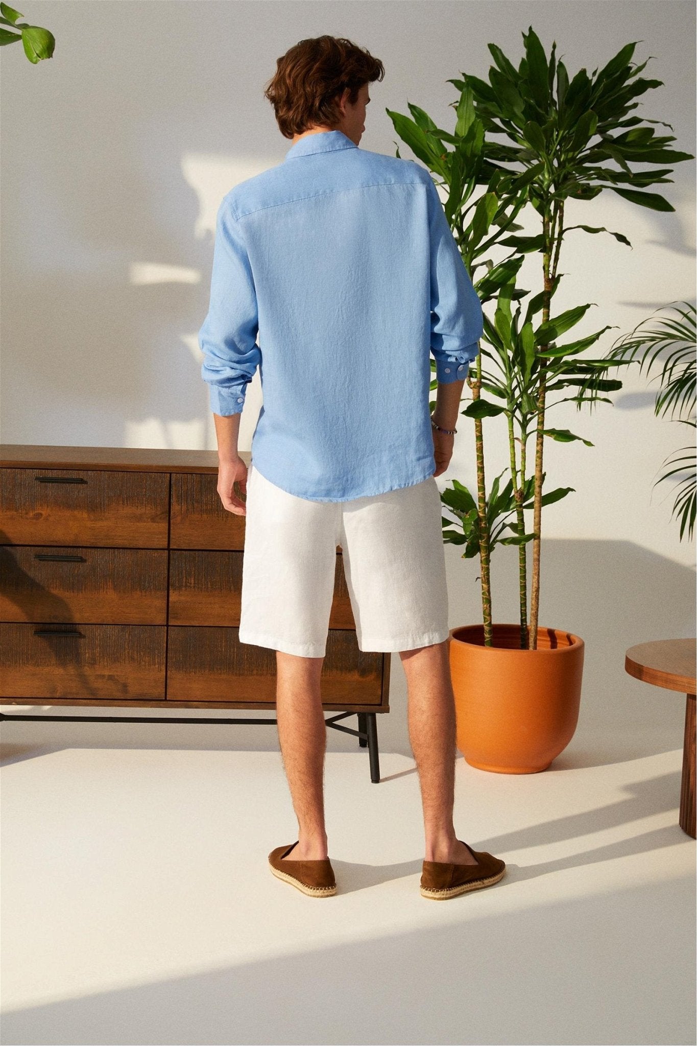 Classic Fit Linen Blue Long Sleeve Shirt Shirt 99percenthandmade   