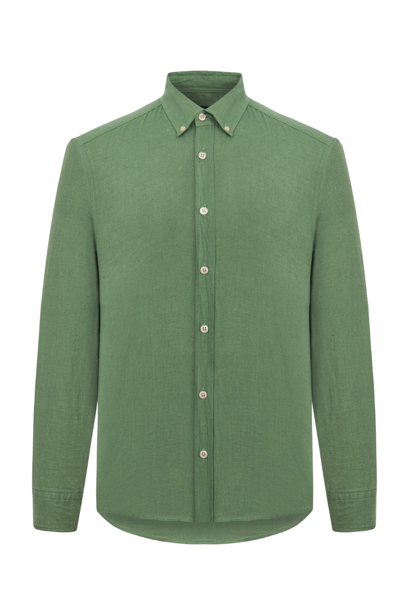 Classic Fit Linen Green Long Sleeve Shirt Shirt 99percenthandmade   