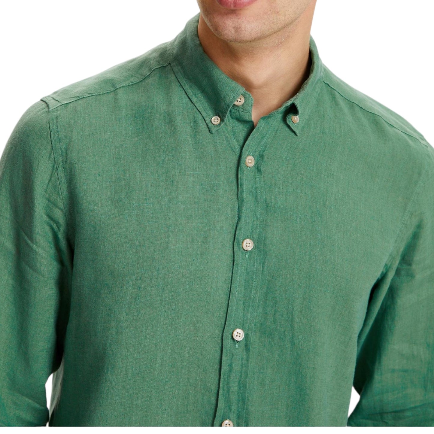 Classic Fit Linen Green Long Sleeve Shirt Shirt 99percenthandmade   