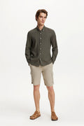 Classic Fit Linen Green Long Sleeve Shirt Shirt 99percenthandmade   