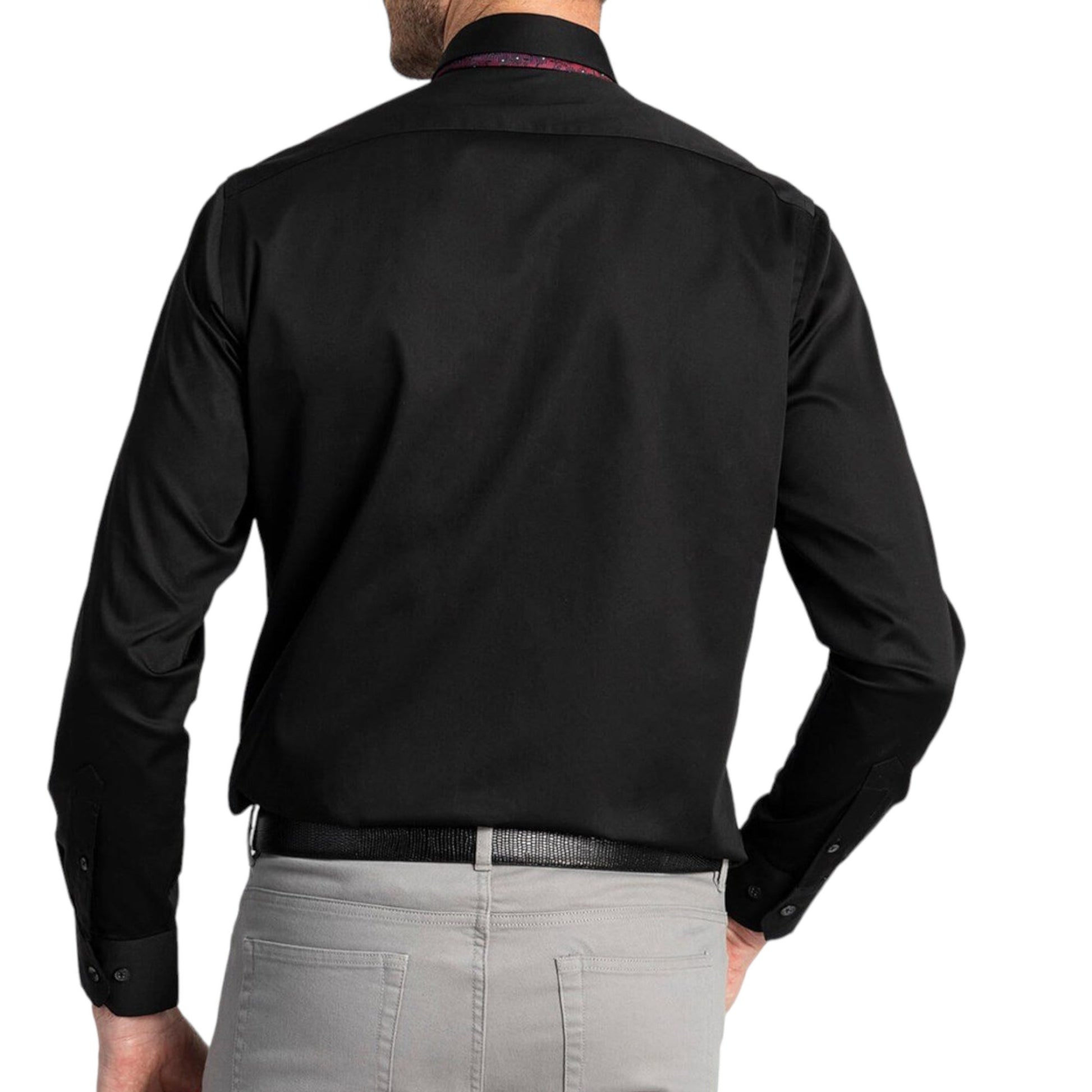 Classic Fit Long Sleeve Cotton Satin Black Shirt 99percenthandmade   