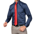 Classic Fit Long Sleeve Cotton Satin Blue Shirt 99percenthandmade   