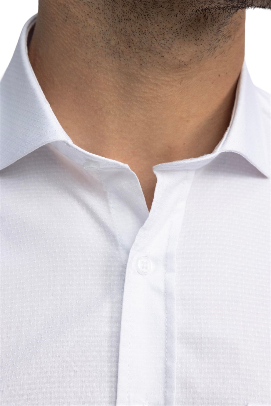 Classic Fit White Long Sleeve Cotton Texture Shirt 99percenthandmade   