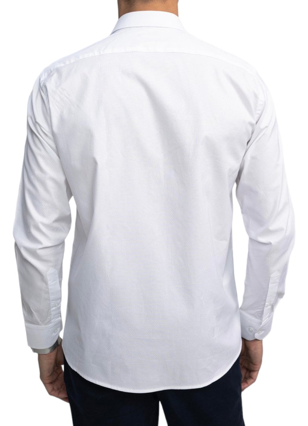 Classic Fit White Long Sleeve Cotton Texture Shirt 99percenthandmade   