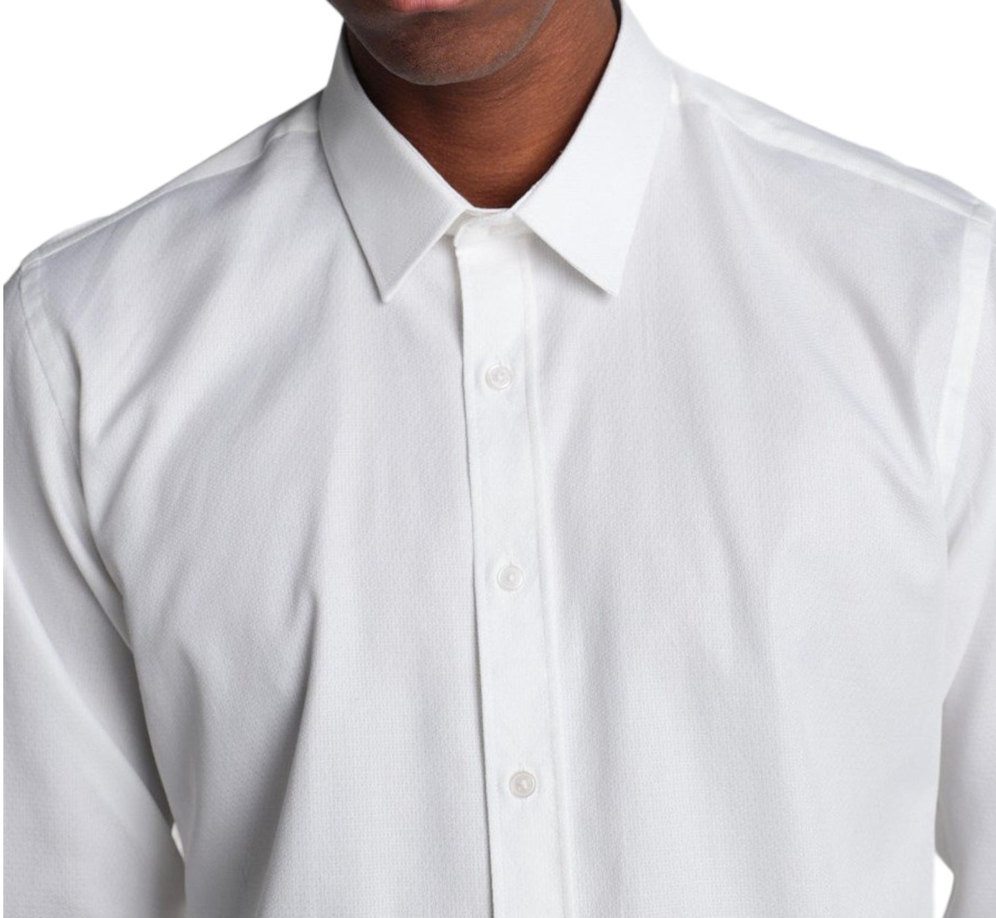 Classic Fit White Sleeve Cotton Texture Shirt 99percenthandmade   