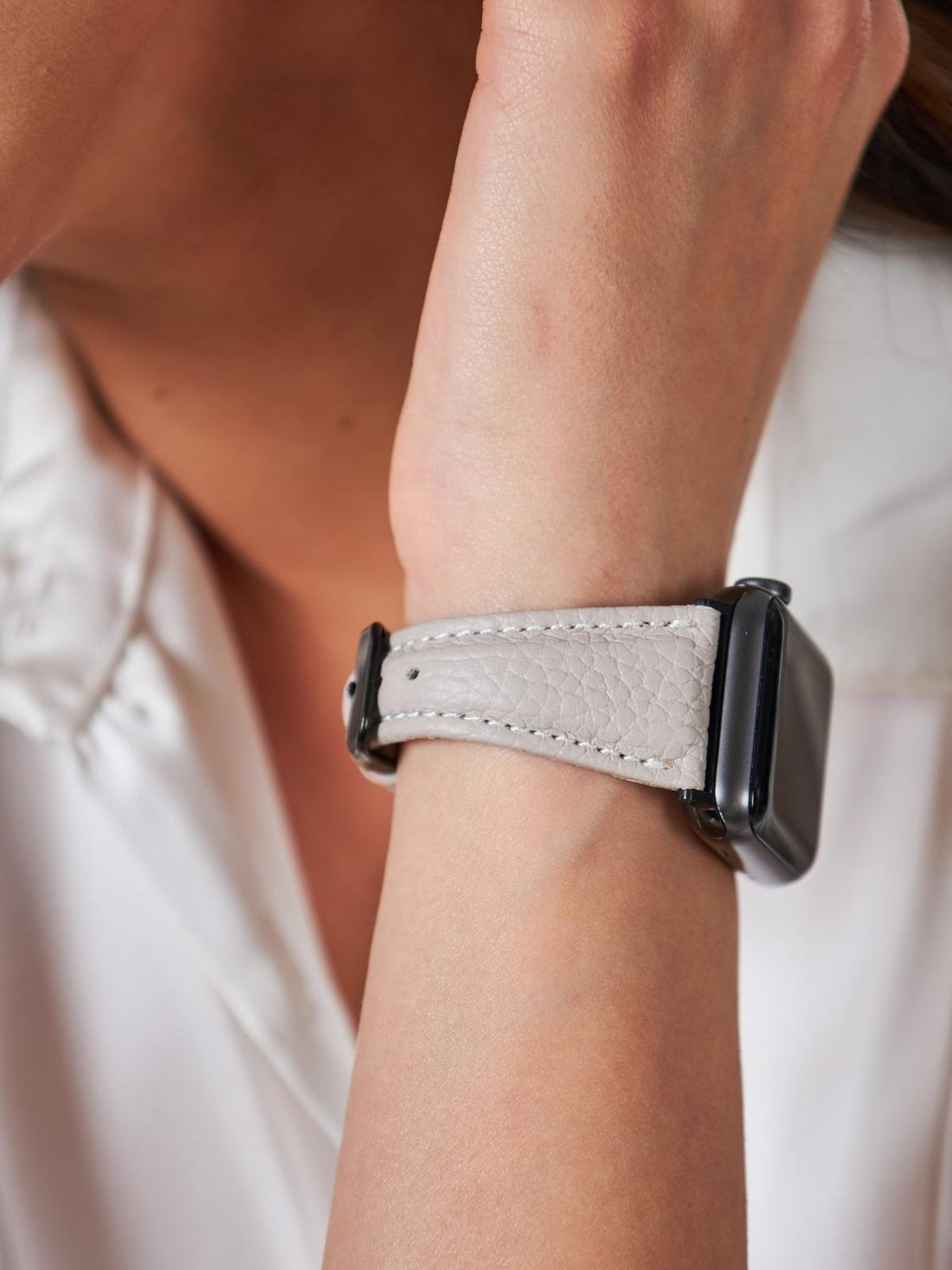 Cream Leather Apple Watch Slim Strap  99percenthandmade   