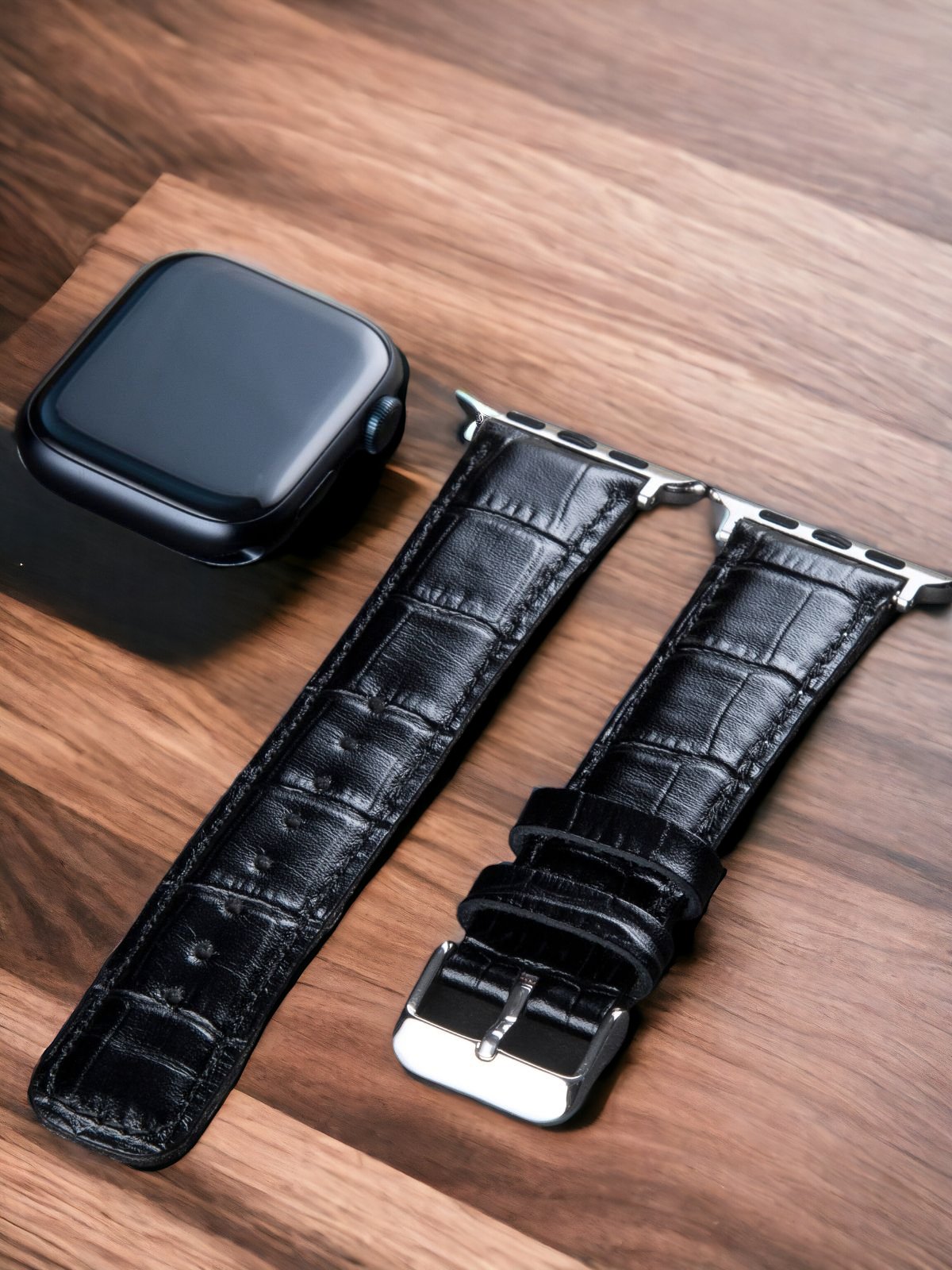 Crocodile Embossed Black Leather Apple Watch Strap ( Black, Brown, Blue, Red, Green )  99percenthandmade   