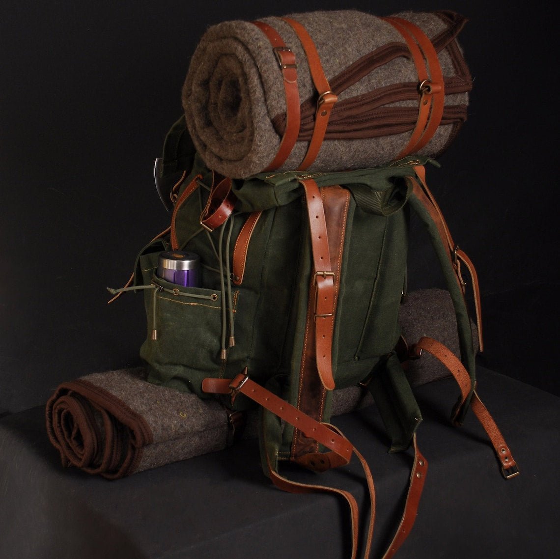 Model Name : Artemis Template | Custom Leather-Canvas Backpack with Canvas Flap, You can Redesign-Customize the item | 30 Liter to 80 Liter Options bushcraft backpack - camping backpack - hiking backpack 99percenthandmade   