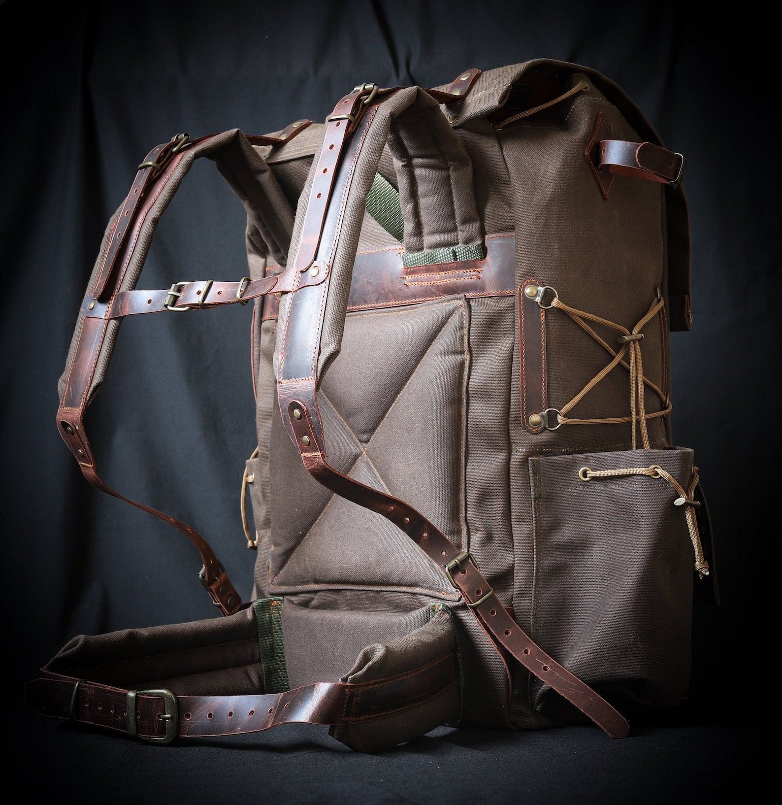 Buscraft Backpack. Camping Bag. Colours Brown Green Black