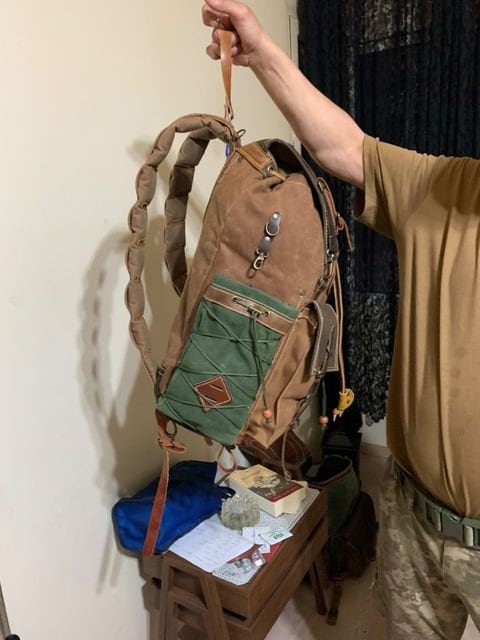 Custom Leather and Waxed Canvas  Backpack for Travel bag, Camping bag, military bag  | 37 to 40 Liter | Personalization  for your request bushcraft - camping - hiking backpack 99percenthandmade   