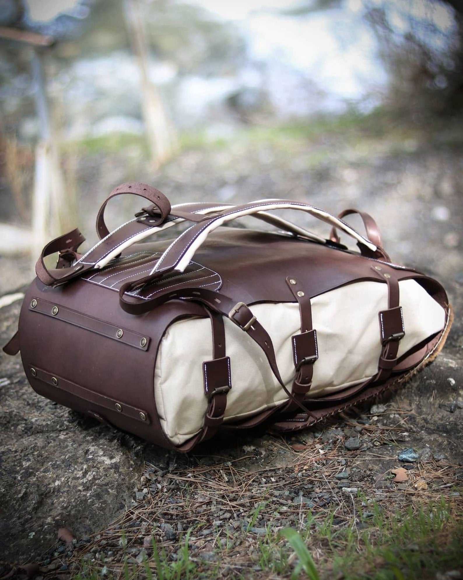 Model Name : Alexandria Template | Custom Leather-Canvas Backpack with Fur Flap, You can Redesign-Customize the item | 30 Liter to 80 Liter Options bushcraft - camping - hiking backpack 99percenthandmade   