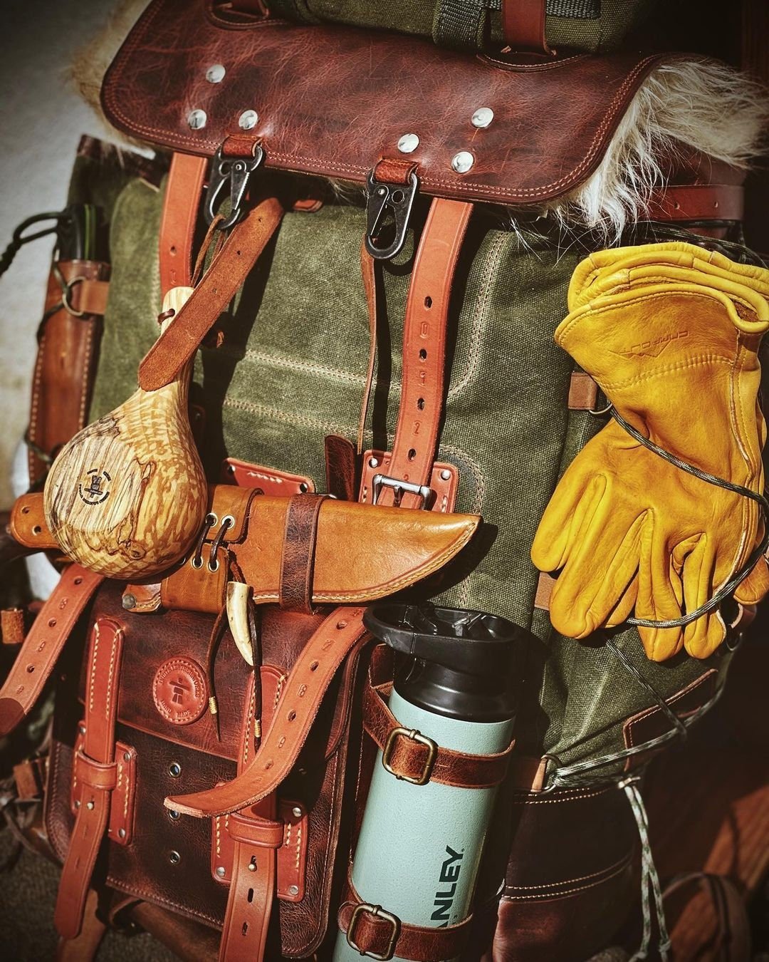 Handmade Leather backpack | Waxed Canvas Backpack | Travel, Camping, Bushcraft