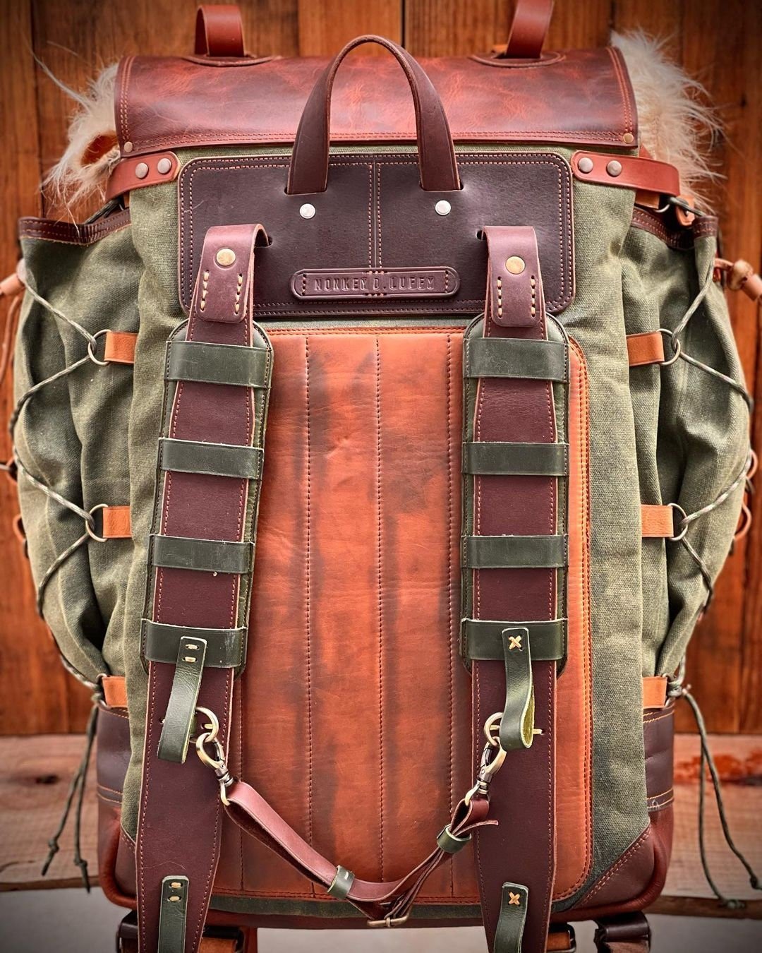 45l Backpack Premium Handmade Camping Backpack. Leather - Canvas Backpack