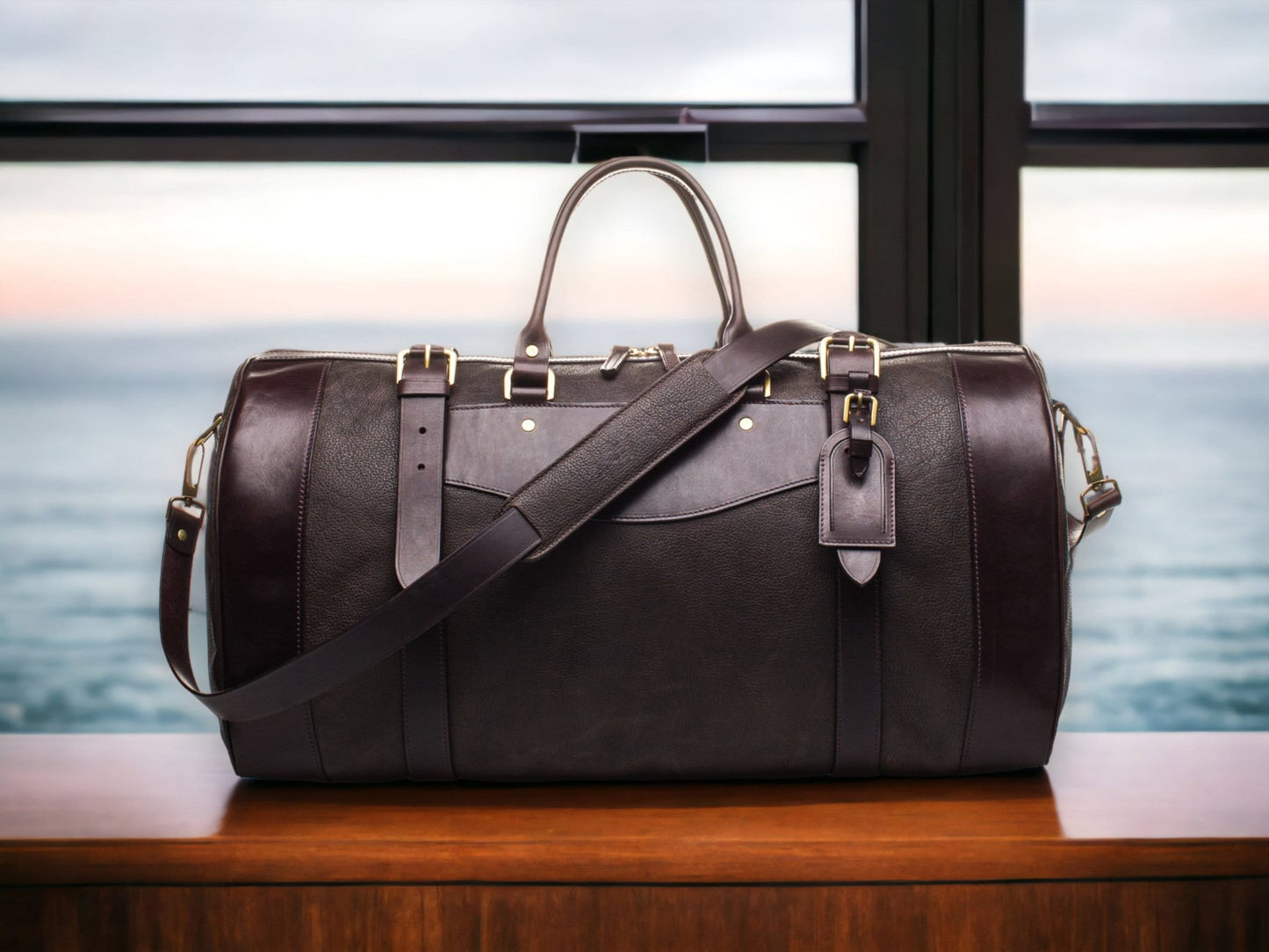 Dark Brown - Light Brown | Leather | Duffle Bag | Handmade Duffle Bag  | Weekend Bag | Travel | Leather Bag | Duffle Purse Crossbody  99percenthandmade Brown Small - Liner No 