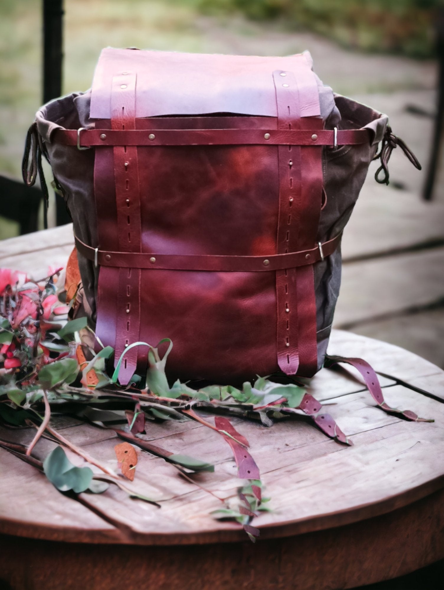 Daypack | Handmade | Leather Canvas Backpack | Brown - Beige colour options | Bushcraft Backpack | Camping Backpack | Hiking Backpack | Travel Backpack bushcraft - camping - hiking backpack 99percenthandmade   