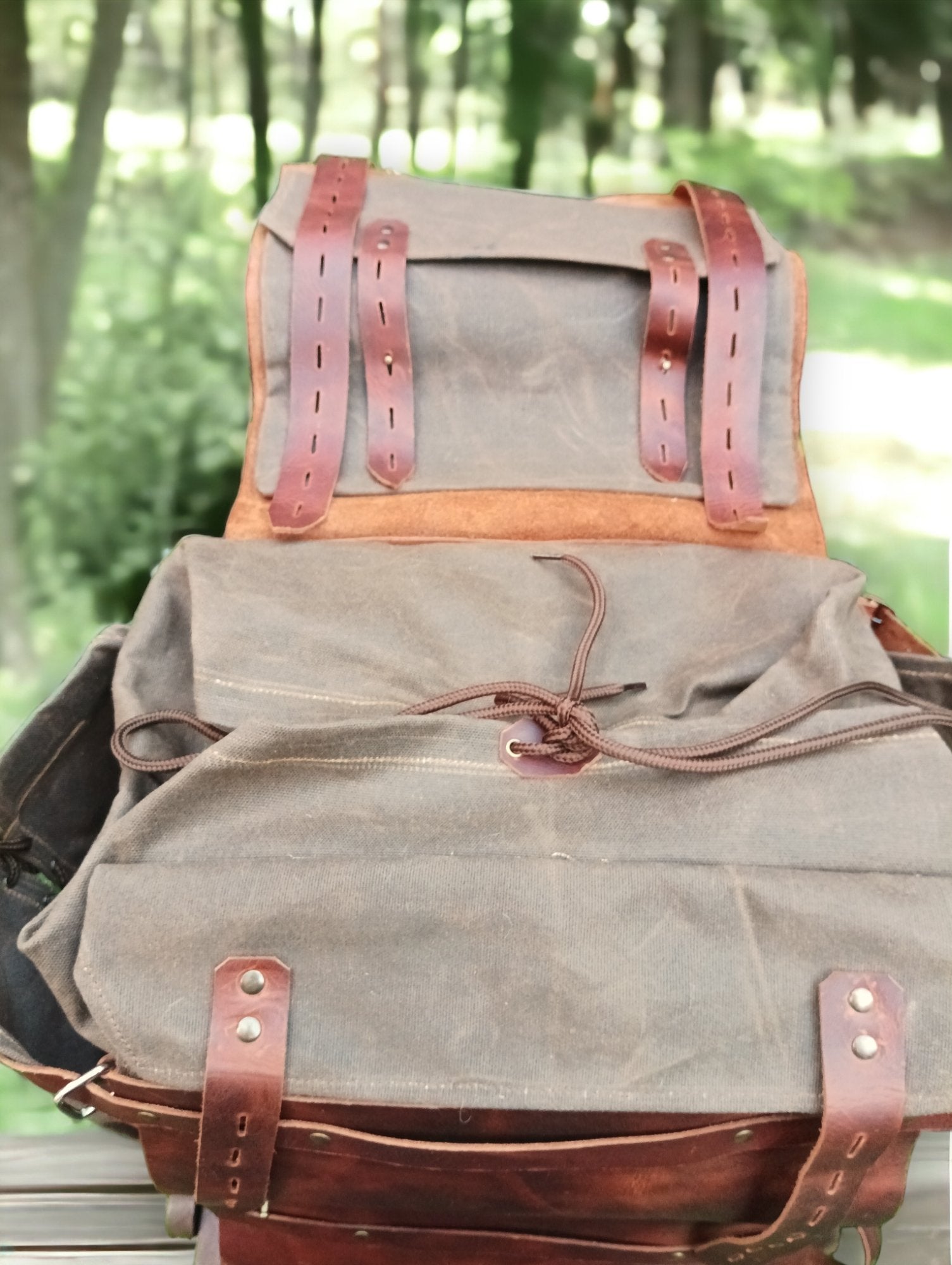Daypack | Handmade | Leather Canvas Backpack | Brown - Beige colour options | Bushcraft Backpack | Camping Backpack | Hiking Backpack | Travel Backpack bushcraft - camping - hiking backpack 99percenthandmade   
