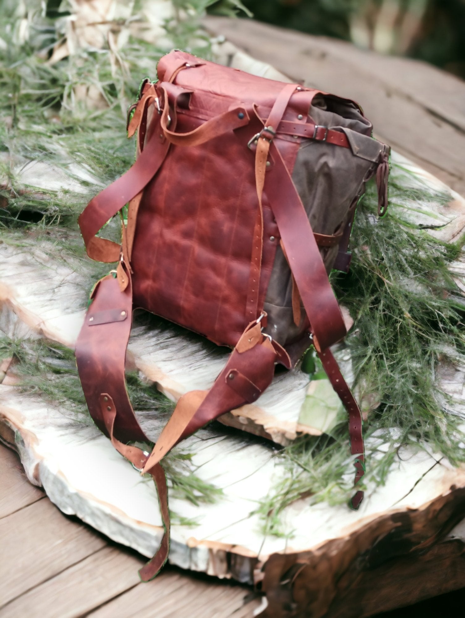 Daypack | Handmade | Leather Canvas Backpack | Brown - Beige colour options | Bushcraft Backpack | Camping Backpack | Hiking Backpack | Travel Backpack bushcraft - camping - hiking backpack 99percenthandmade   