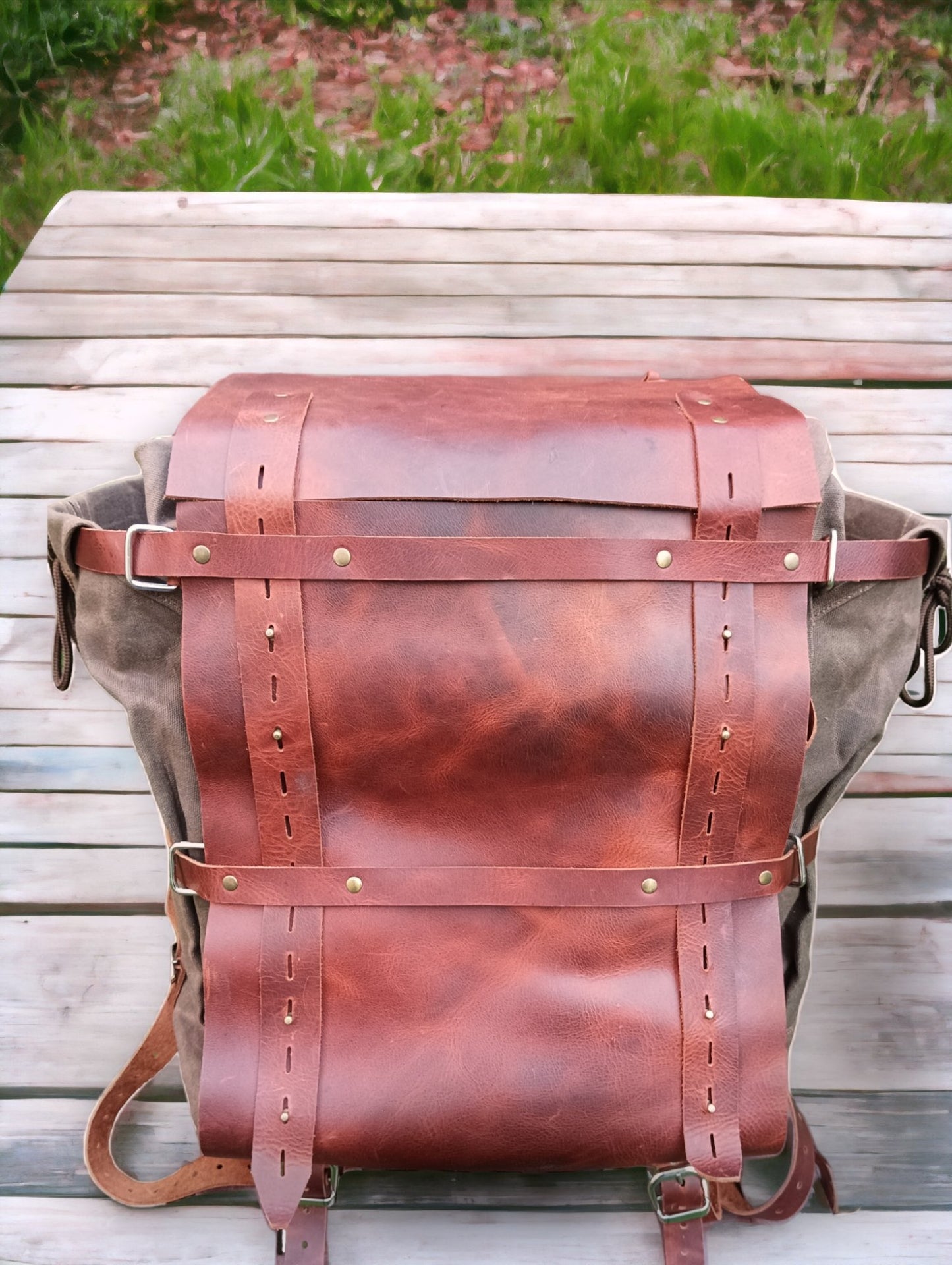 Daypack | Handmade | Leather Canvas Backpack | Brown - Beige colour options | Bushcraft Backpack | Camping Backpack | Hiking Backpack | Travel Backpack bushcraft - camping - hiking backpack 99percenthandmade   