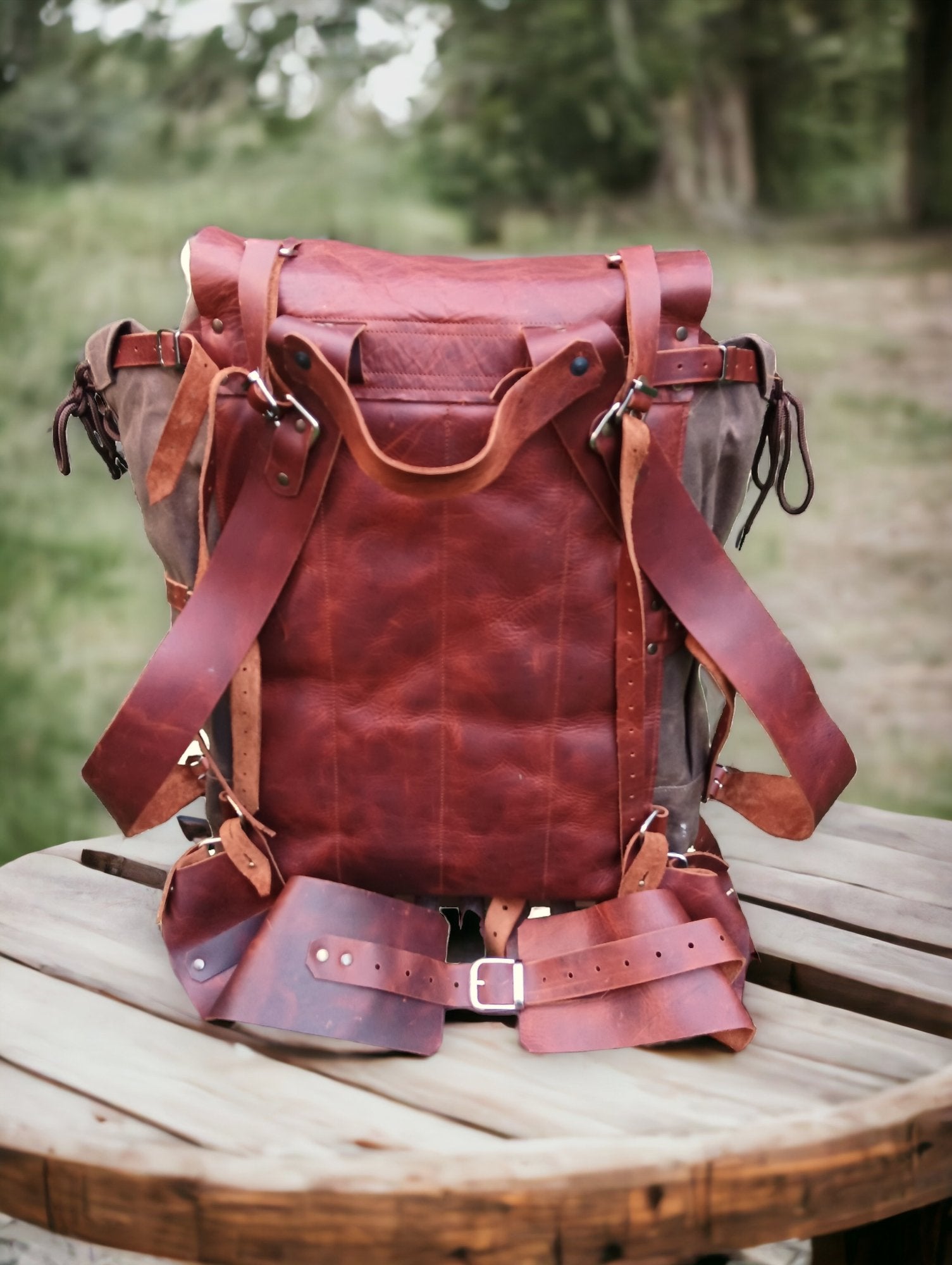 Daypack | Handmade | Leather Canvas Backpack | Brown - Beige colour options | Bushcraft Backpack | Camping Backpack | Hiking Backpack | Travel Backpack bushcraft - camping - hiking backpack 99percenthandmade   