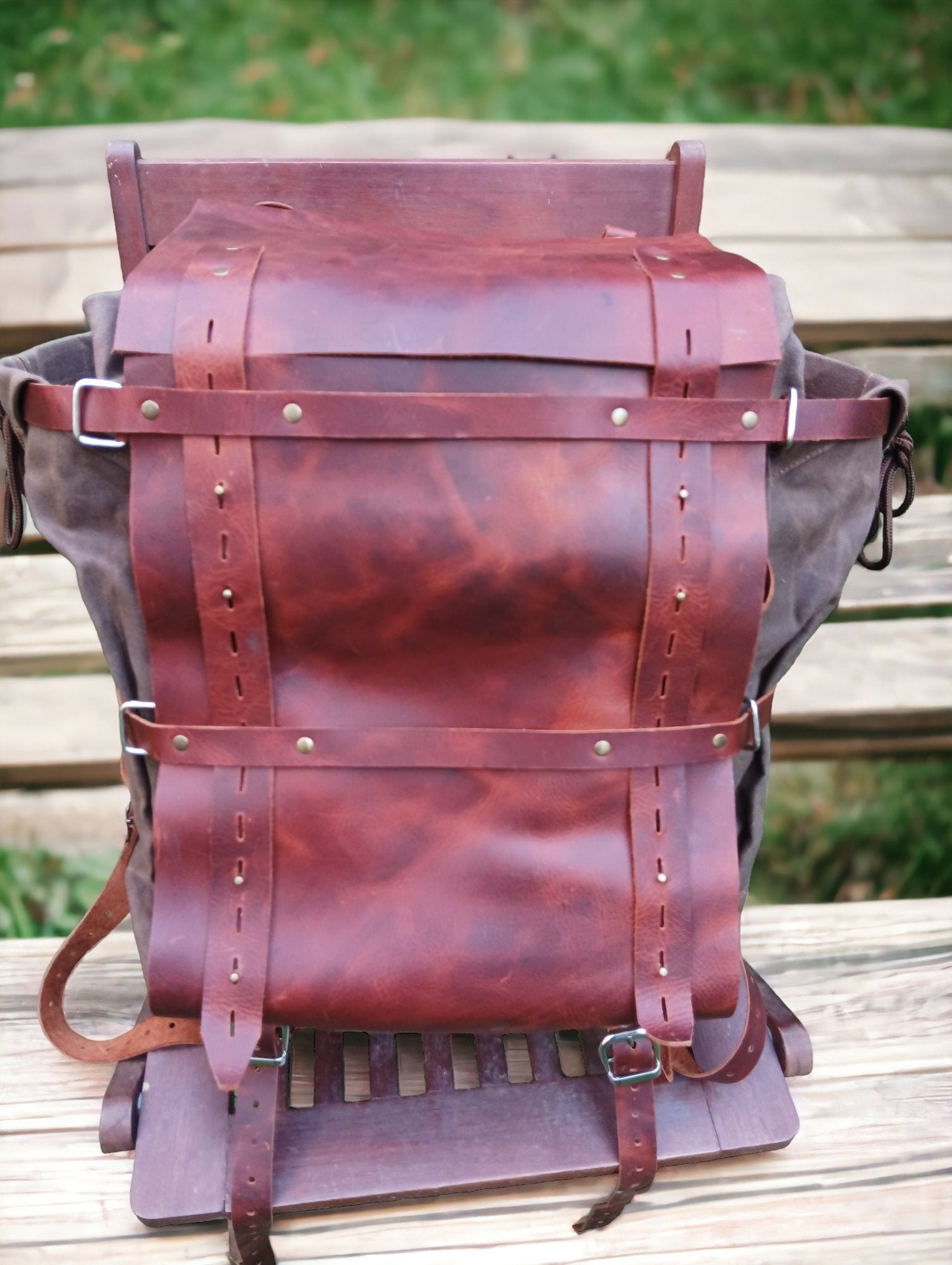Daypack | Handmade | Leather Canvas Backpack | Brown - Beige colour options | Bushcraft Backpack | Camping Backpack | Hiking Backpack | Travel Backpack bushcraft - camping - hiking backpack 99percenthandmade   