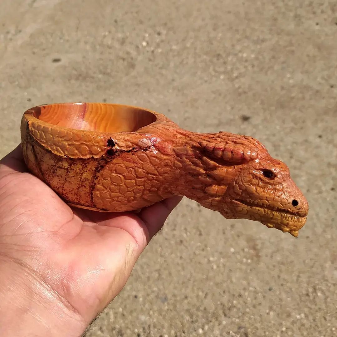Dragon Kuksa, Bushcraft Handmade Kuksa, Wooden Mug Lion Claw model, Scandinavian Nordic Tea Cup,Light Brown Camping Travel Cup,  99percenthandmade   