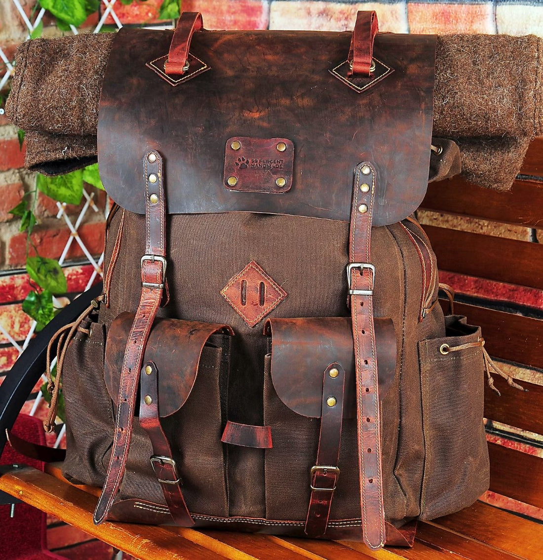 For Noah Custom order  | Brown | Bushcraft  | Camping  | Hiking | Rucksack | Backpack | Outdoor Backpack | Personalization bushcraft - camping - hiking backpack 99percenthandmade   
