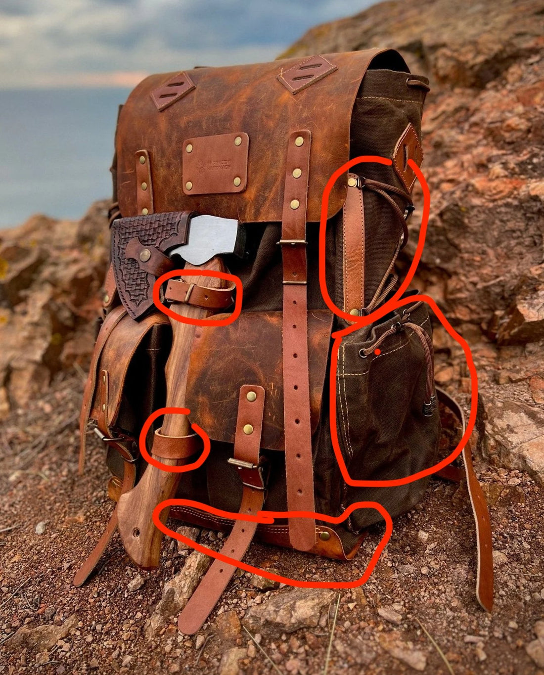 For Noah Custom order  | Brown | Bushcraft  | Camping  | Hiking | Rucksack | Backpack | Outdoor Backpack | Personalization bushcraft - camping - hiking backpack 99percenthandmade   