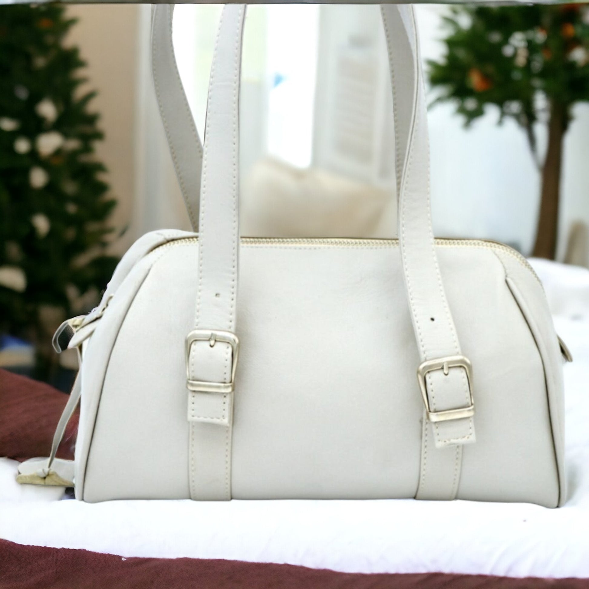 Genuine Leather Mini Shoulder Bag 7 Color  99percenthandmade Cream  