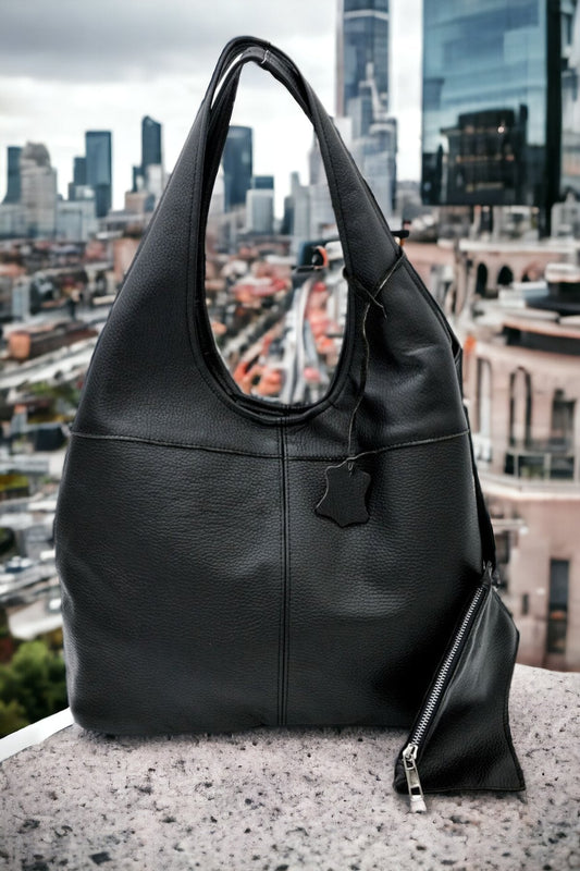 Genuine Leather Shoulder Bag - 9 Color Options  99percenthandmade Black  